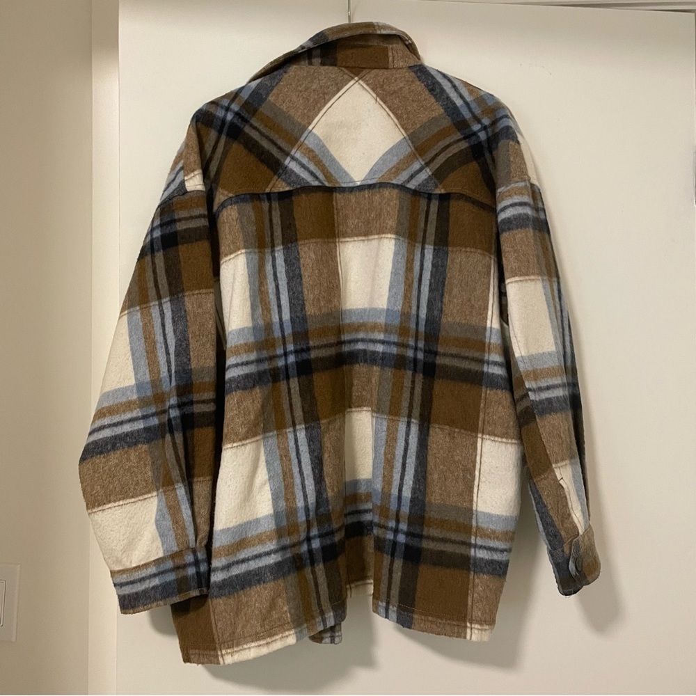 Zara Brown and Blue Plaid Utility Jacket - Picture 3 of 4